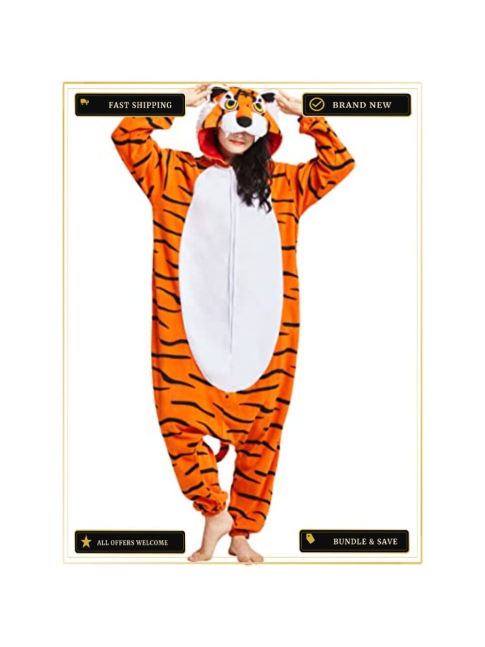 Adult Tiger Onesie Polar Fleece Pajamas Cosplay Halloween Costume